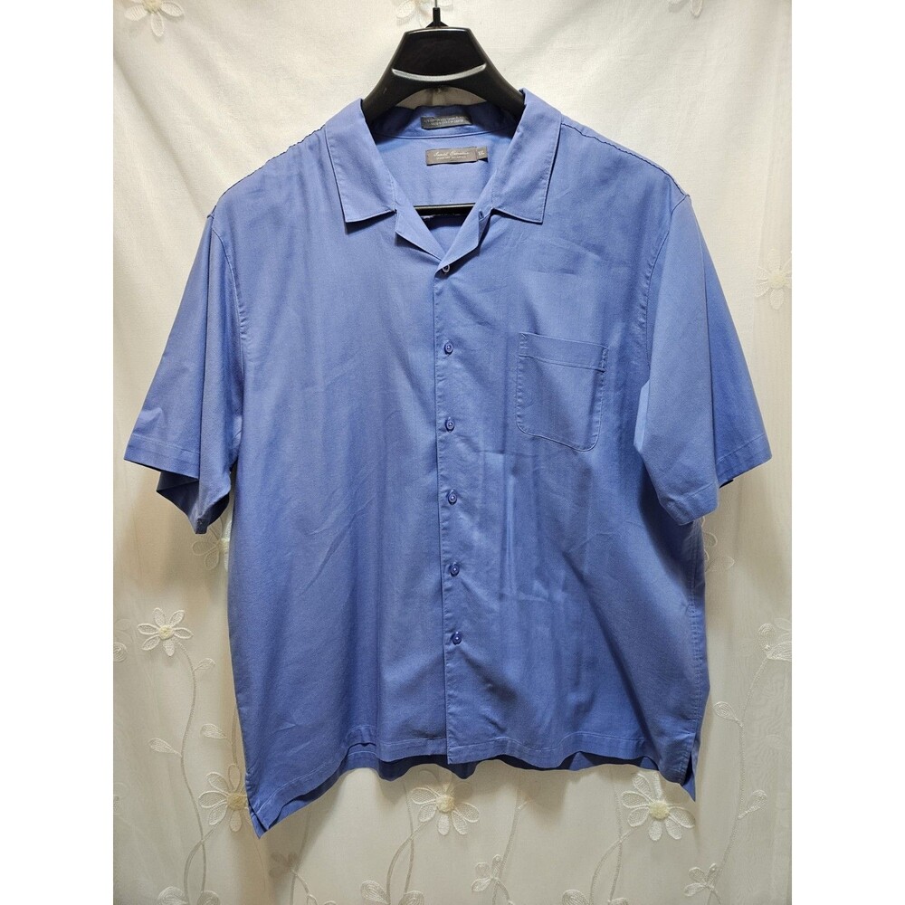Daniel Cremieux Mens XXL  Blue Top Work Career Rugged Solid Button Front Collar